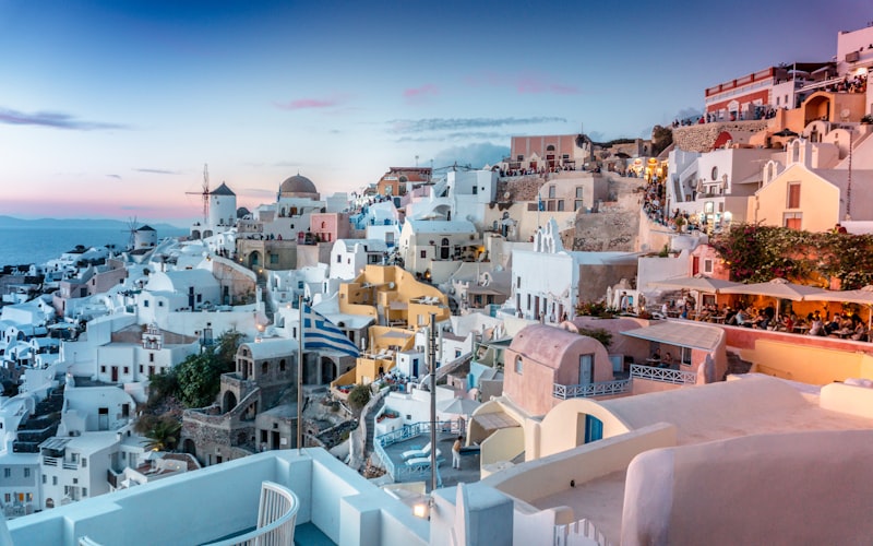 Santorini Greece overlooking the Mediterranean Sea